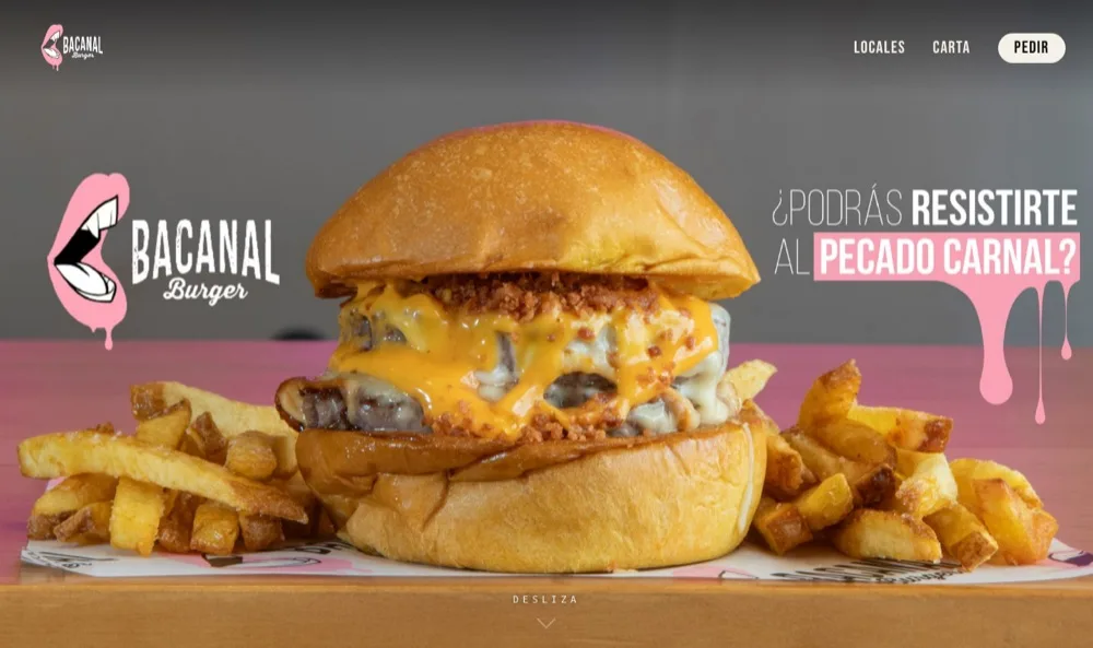 Web de Bacanal Burger diseñada por By Influence